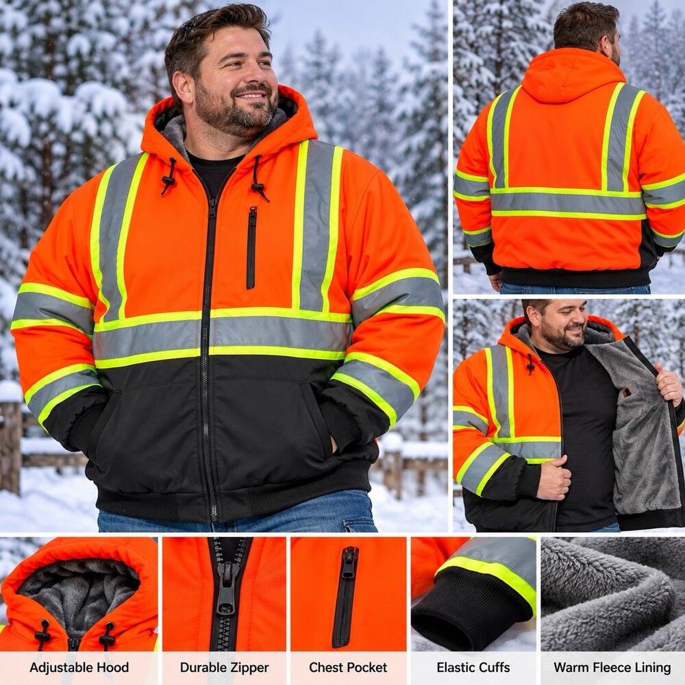 High-visibility Winter Safety Bomber Jacket Size 5XL